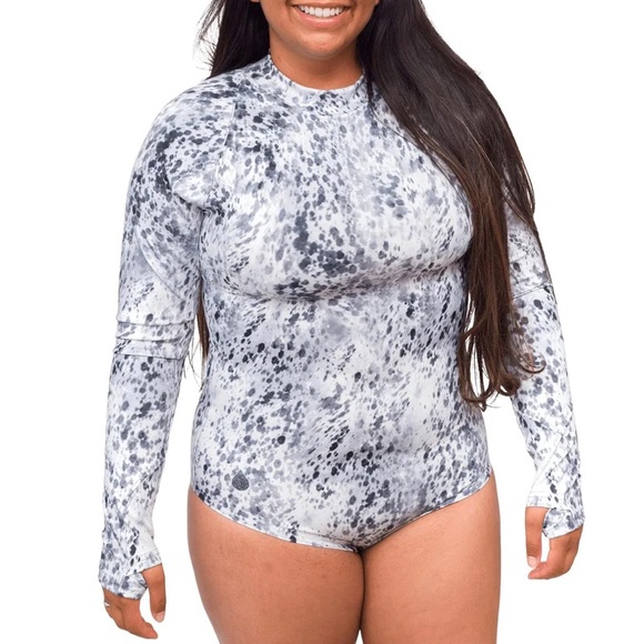 Waterlust recycled zip surf paddle swim suit long sleeve mock neck - medium - Picture 12 of 12